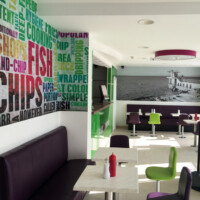 Restaurant interior wall graphics